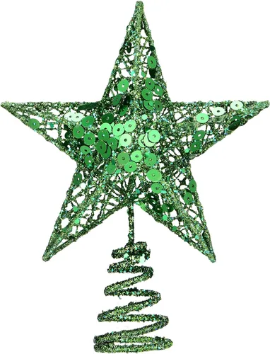 Vista 9 de Blulu Estrella de Navidad para Árbol de 6 Pulgadas, Estrella 3D de Metal con Purpurina, Decoración Hueca Pequeña para Fiestas de Navidad, Decoración