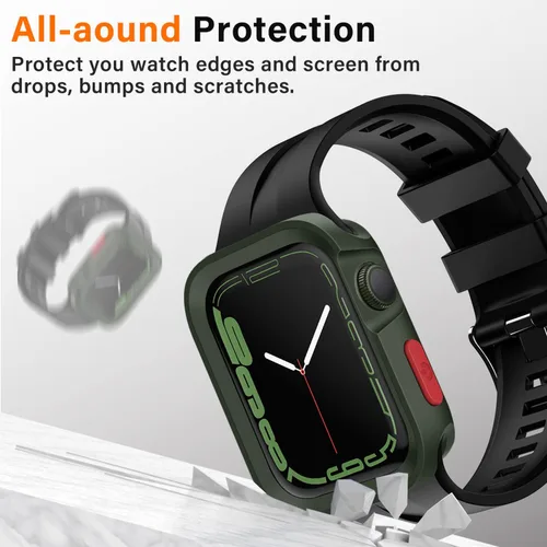 Vista 2 de Amizee 2 Pack Estuche Resistente Compatible con Apple Watch Serie 9/8/7 41mm SE 3/2/1 Serie 6/5/4 40mm, Funda Protectora Amortiguadora de TPU Blanda