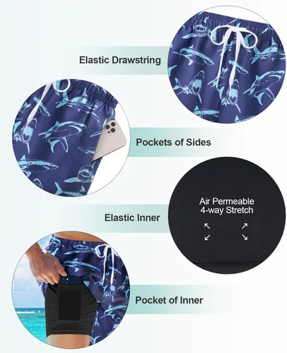 Vista 10 de UNICOMIDEA Bañador para hombre con forro de compresión de 9 pulgadas de largo