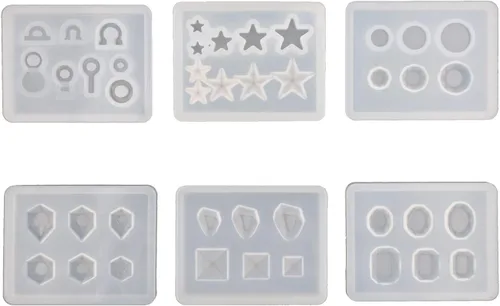 Vista 9 de Molde de silicona para formas de joyas para moldear, moldes de resina para aretes de oreja, moldes de resina epoxi (4 unidades)