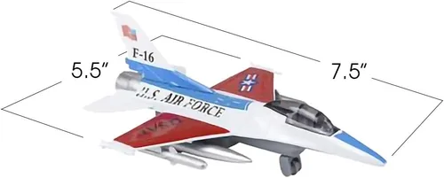 Vista 3 de ArtCreativity Jets F-16 fundidos a presión con mecanismo de retroceso, juego de 2, 7.5 pulgadas de metal fundido a presión para niños, decoraciones