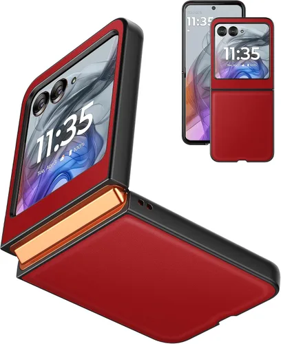 Vista 9 de Funda delgada para Motorola Razr 2023, [piel + parte trasera de policarbonato duro] [soporte de carga inalámbrica] Funda protectora ultrafina a