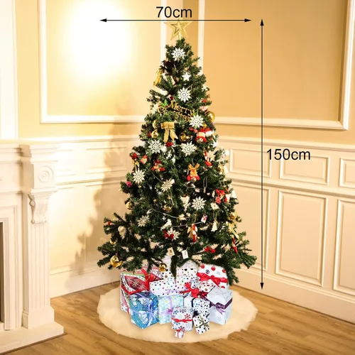Vista 7 de Tatuo Falda de árbol de Navidad de 20 pulgadas, falda de árbol de invierno de felpa sintética esponjosa de piel blanca para decoraciones de Navidad