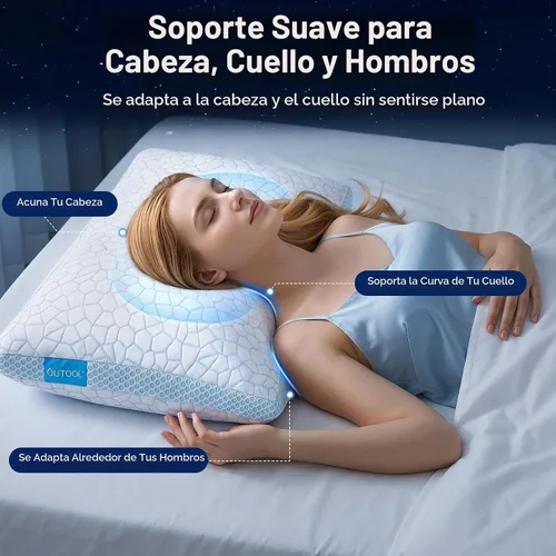 Vista 4 de QUTOOL CertiPUR-US - Juego de 1 almohadas refrescantes mejoradas para dormir, de espuma viscoelástica triturada, tamaño estándar, para personas que