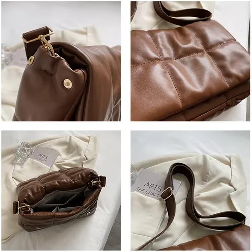 Vista 6 de Bolsos cruzados acolchados de moda para mujer, correa de cadena ajustable, con relleno de casete, bolsa de hombro hinchada