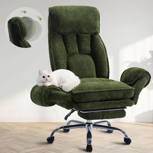 Vista 8 de Silla de oficina entrecruzada, silla de computadora de escritorio Cloud con reposabrazos y reposacabezas ajustables de 5 posiciones para mascotas
