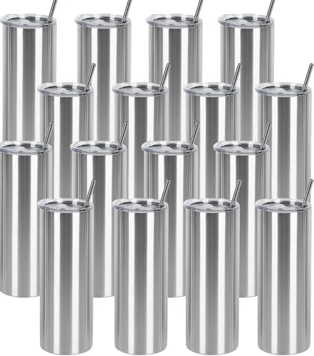 Vista 20 de Paquete de 4 vasos delgados de 20 onzas, juego de vasos delgados de acero inoxidable en caja de regalo individual, 20 onzas de capacidad, vaso