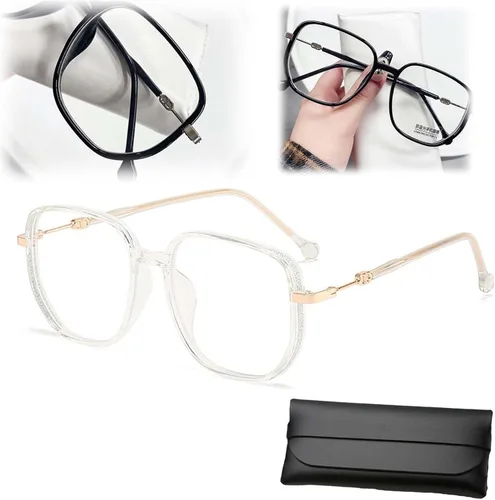 Vista 10 de Lentes de lectura portátiles a la moda para mujer, anti luz azul, cuadrados, con bloqueo de luz azul, portátiles ultraligeros (negro, 0)