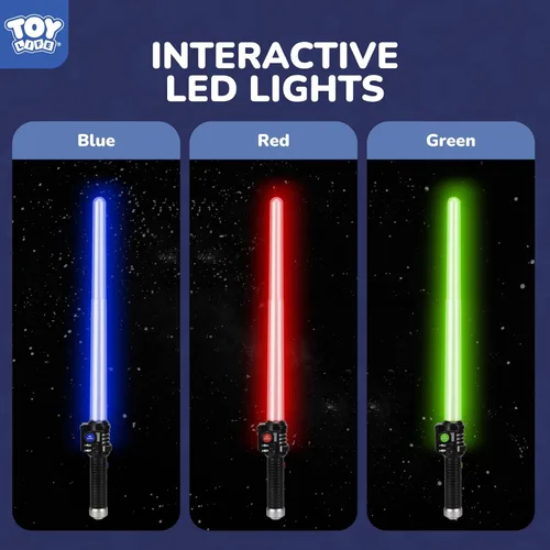 Vista 2 de TOY Life Sable iluminado – Paquete de 3 sables de iluminación, espada de sable de luz extensible y plegable, juego de juguetes de sable con sonido