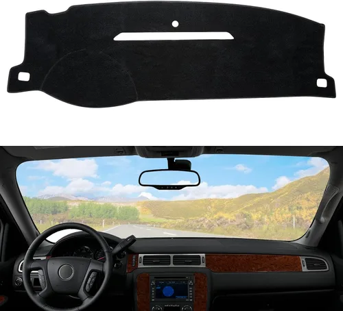 Vista 13 de Alfombrilla para salpicadero compatible con Chevy Tahoe Suburban Denali Avalanche 07-14, GMC Yukon/XL, Chevy Silverado 07-13, GMC Sierra sin altavoz
