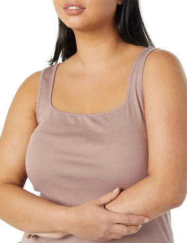 Vista 6 de Tienda Essentials Camiseta de tirantes de cuello cuadrado ajustada para mujer, paquete de 2