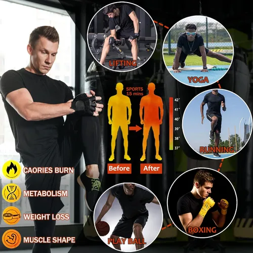 Vista 6 de Camisa de Sauna para Hombres de Manga Corta Traje de Sauna para Hombres Moldeador Corporal de Sudor Chaleco de Compresión Top de Ejercicio