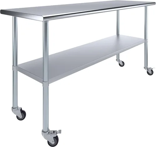 Vista 28 de Mesa de trabajo de acero inoxidable, mesa de metal