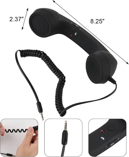 Vista 3 de Cosmos Auricular retro receptor de teléfono celular micrófono micrófono altavoz para teléfono inteligente teléfono móvil con enchufe de 0.138 in