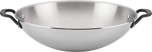 Vista 16 de KitchenAid Sartén para saltear de inducción de acero inoxidable revestido de 5 capas con tapa, 5 cuartos de galón, acero inoxidable pulido