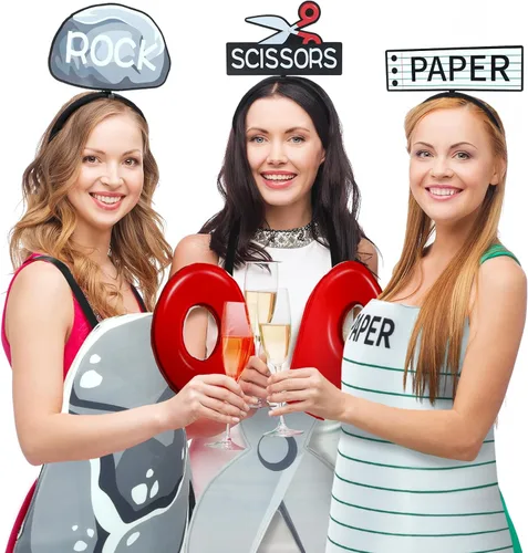 Vista 5 de Suhine Juego de 7 piezas de tijeras de papel de roca para la familia, disfraz de Halloween para adultos, grupo, niños, trajes de Halloween para 3