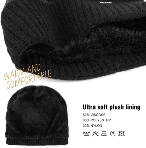 Vista 3 de Wmcaps Gorros de invierno para hombres y mujeres, gorro de invierno con forro polar cálido