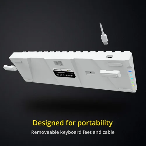 Vista 6 de DREVO Calibur V2 TE RGB - Teclado mecánico para juegos con cable 60%, compacto de 71 teclas, funciona para PCMac, USB tipo C desmontable