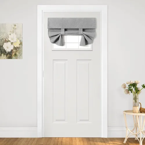 Vista 17 de HOMEIDEAS Cortinas opacas de lino con luz lateral para puerta delantera, cortinas de ventana de puerta lateral, ventana pequeña, decoración moderna