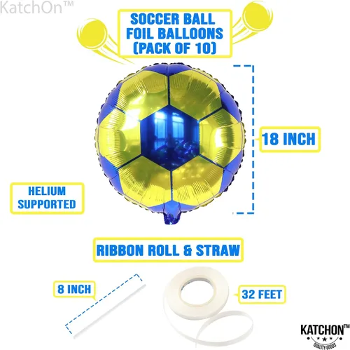 Vista 6 de Paquete de 20 globos metálicos de fútbol de 18 pulgadas, suministros de fiesta de cumpleaños de fútbol, globos redondos de papel de aluminio de bola