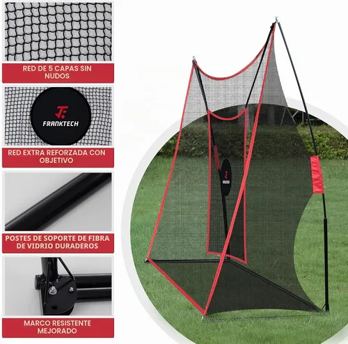 Vista 4 de Red de práctica de golf, red de campo de conducción resistente con objetivo de astillado de alto impacto, incluye bolsa de transporte y pelotas