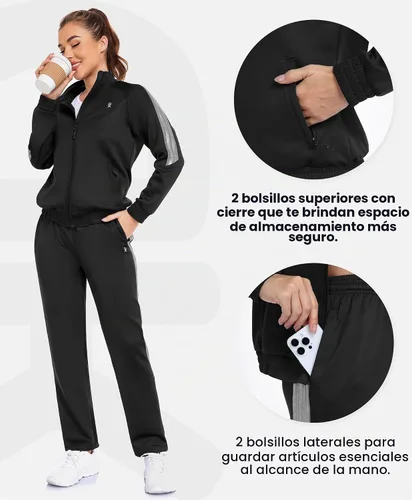 Vista 3 de Little Donkey Andy Conjunto deportivo de 2 piezas para mujer Negro