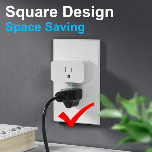 Vista 8 de Paquete de 2 enchufes inteligentes, salidas WiFi compatibles con Alexa y Google Assistant, 15 A/1800 W Max, enchufe inteligente con temporizador