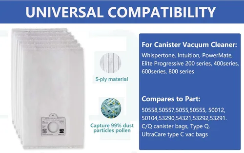 Vista 2 de Compatible con bolsas de vacío Kenmore 53292 tipo Q - C HEPA (6 unidades) (blanco)