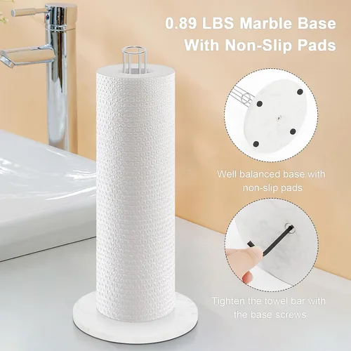 Vista 6 de NearMoon Soporte para toallas de papel, dispensador de toallas de papel de metal resistente con base de mármol, tamaño estándar o jumbo para Acabado