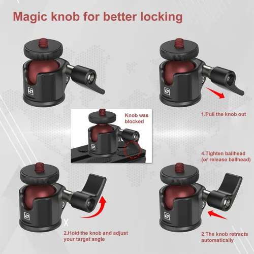 Vista 3 de SIOTI Mini adaptador de montaje de cabeza esférica, con Hot Shoe Mont, compatible con monopie/cámara de tarjeta digital/micrófono/teléfono