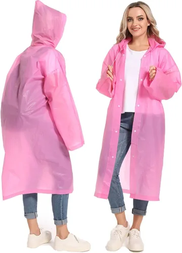 Vista 74 de 2 abrigos de lluvia de Borogo para adultos, chaquetas de lluvia reutilizables para hombres y mujeres
