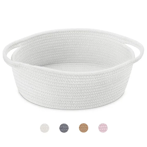 Vista 35 de ABenkle Cesta Pequeña con Asas - Contenedor de Almacenamiento Tejido de Cuerda Decorativo Duradero Cubo Organizador de Estante, Cesta de Regalo