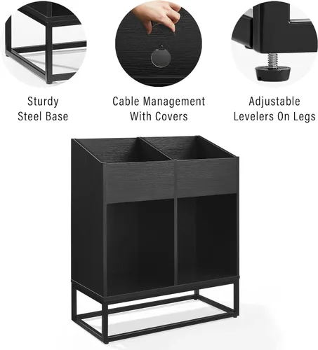 Vista 4 de Crosley Furniture Enzo - Moderno soporte de almacenamiento de discos de vinilo, estantes abatibles orientados hacia adelante para discos, color negro