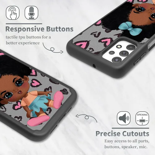 Vista 5 de Funda diseñada para Samsung Galaxy A32 (6.5 pulgadas), funda duradera para teléfono para niña bebé, negra, firmada para Galaxy A32 5G, funda Bebé