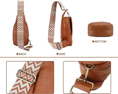 Vista 5 de LIMHOO Bolso bandolera para mujer, bolso cruzado de piel sintética