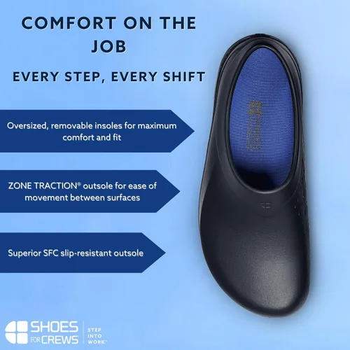 Vista 5 de Shoes for Crews Radium, Men's, Women's, Unisex Slip Resistant Work Clogs, Water Resistant