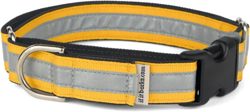 Vista 14 de If It Barks Collar Martingala reflectante de 1" para perros, ajustable, fabricado en Estados Unidos, pequeño, oro amarillo Amarillo Oro