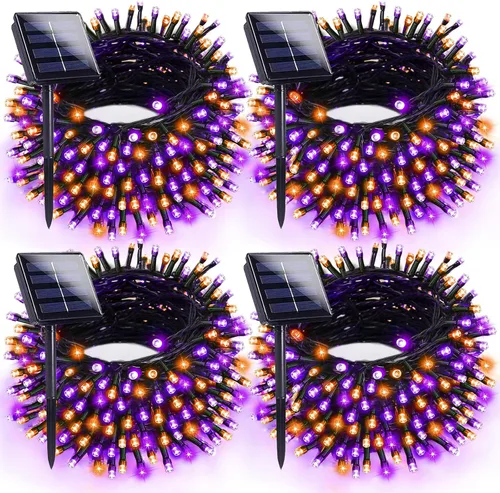 Vista 18 de Solar Christmas Lights Outdoor 2 Pack 66FT 200 LED String Lights Multicolor