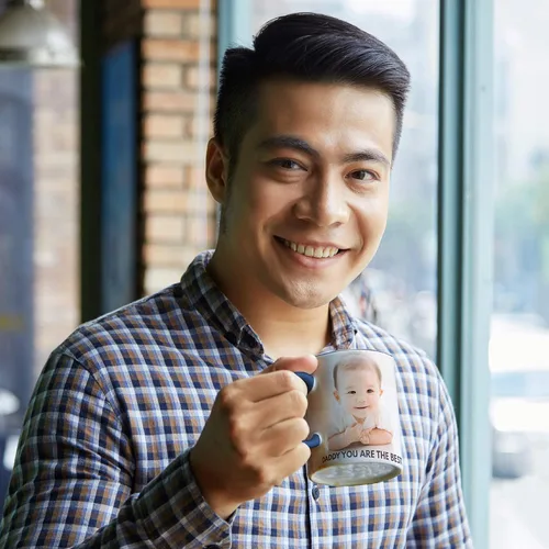 Vista 2 de Tazas de café con foto personalizada, 11 onzas, color negro con imagen, texto, regalos personalizados, taza de cerámica personalizada, gran regalo