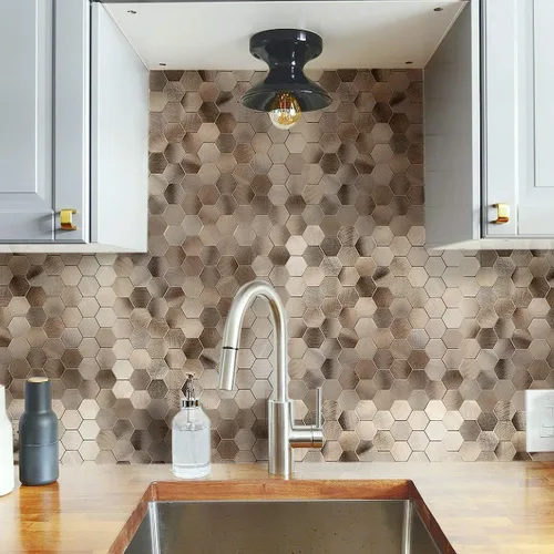 Vista 4 de Protector contra salpicaduras de azulejos con aspecto antiguo