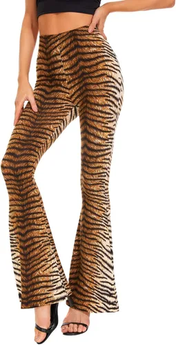 Vista 3 de Pantalones acampanados de pierna ancha con estampado de leopardo y serpiente para mujer