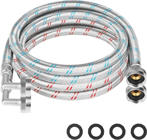 Vista 12 de Mangueras de lavadora - 4 pies - rojo azul Washer Hoses Stainless Steel Braided With Wrench Burst Proof Water Supply Lines Universal Fit to Hot