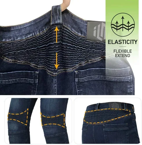 Vista 6 de ILM - Pantalones de motocicleta para hombre, jeans de motocross con armadura CE, para bicicleta de tierra, motocicleta, aventura, turismo BJN01 azul