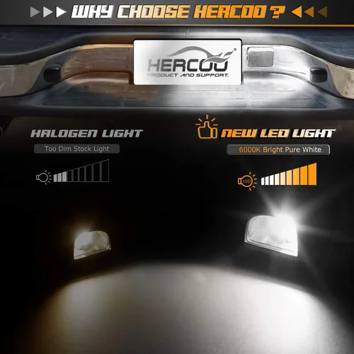 Vista 4 de HERCOO Luces LED para matrícula, cubierta de lente y arnés de cable de la lámpara trasera compatible con Silverado Sierra Avalanche Suburban