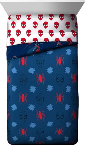 Vista 3 de Jay Franco Marvel Spiderman Spidey Daze - Juego de ropa de cama individual y cortinas de salvar el día