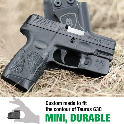 Vista 4 de WARRIORLAND Funda Taurus G3C IWB Kydex con linterna táctica para pistola Taurus G2C/Taurus G3C, luz LED de 150 lúmenes y combo de funda