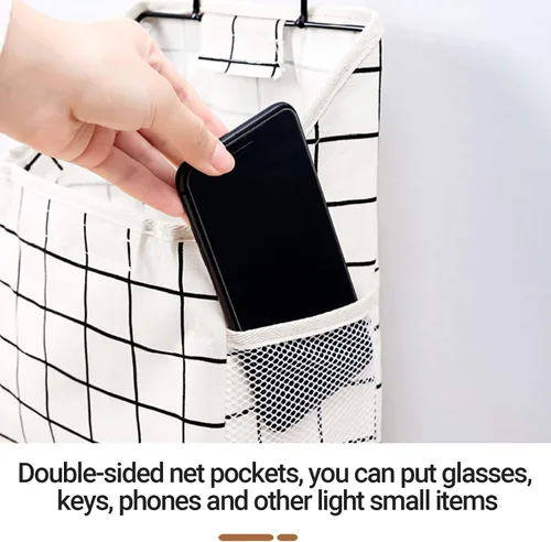 Vista 4 de Bolsa de almacenamiento de tela para colgar en la pared, organizador de bolsas para colgar en la puerta del dormitorio, el baño y la cocina