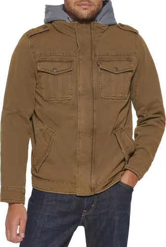 Vista 4 de Levi's Chaqueta estilo militar con capucha de algodón lavado para hombre