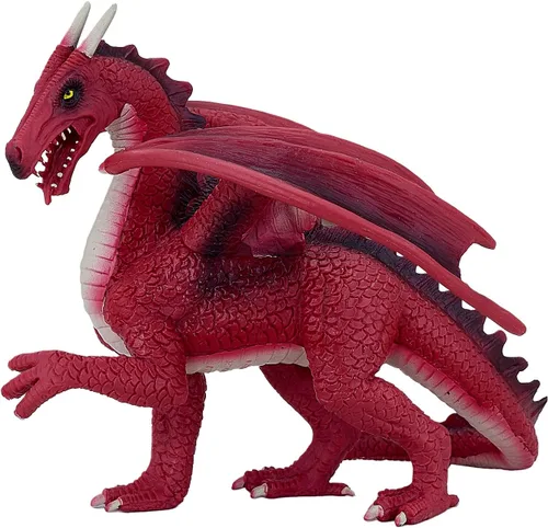 Vista 4 de MOJO Figura pintada a mano con réplica de juguete realista de dragón rojo