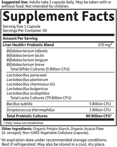 Vista 5 de Garden of Life Dr. Probióticos formulados Platinum Series Liver Health+ 90 mil millones de UFC garantizados, probiótico uno al día para una